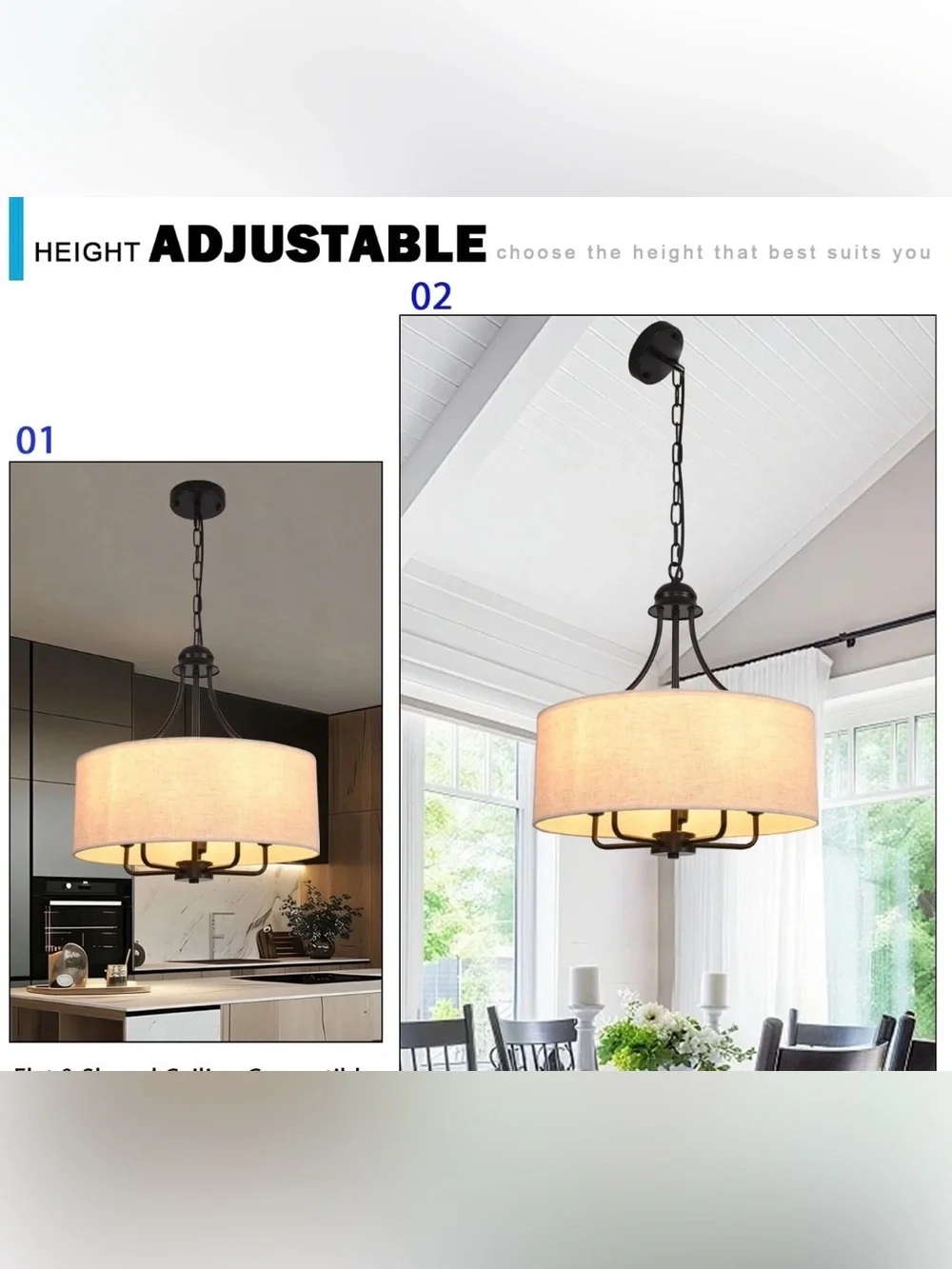 Farmhouse Drum 21.7 6 Light Chandelier with Linen Fabric Shade Linen